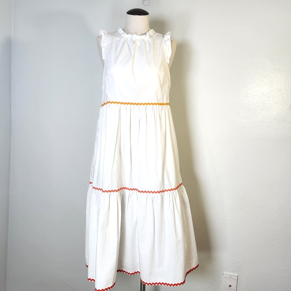 J. Crew White Sleeveless Ruffle Dress Size 2